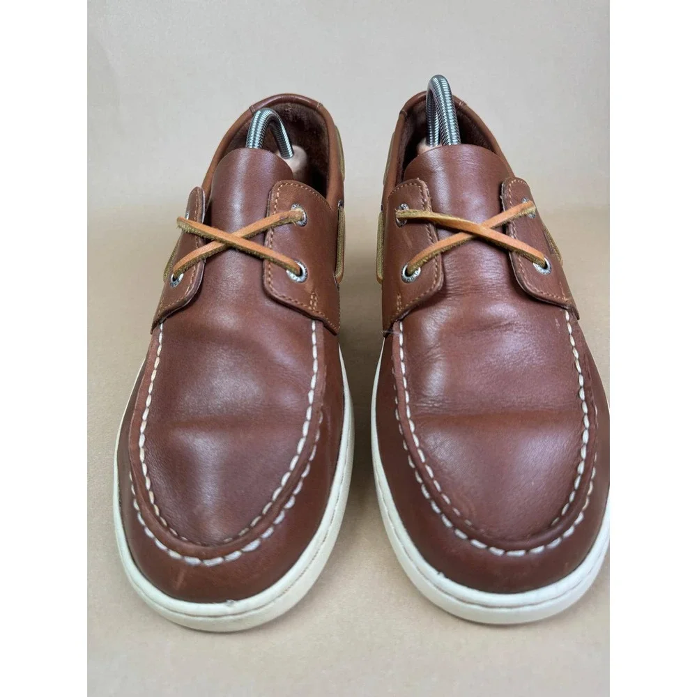 Sperry Top-Sider Mens 10.5 Brown Leather Boat Shoes Cup 2 eye Low Top